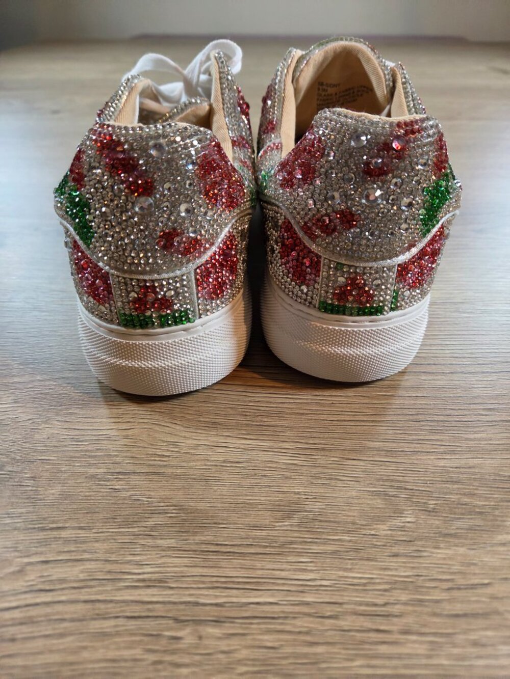Betsey Johnson Sidny Christmas Sneakers Women Size 9.5 Holly Rhinestone Platform - Picture 5 of 12